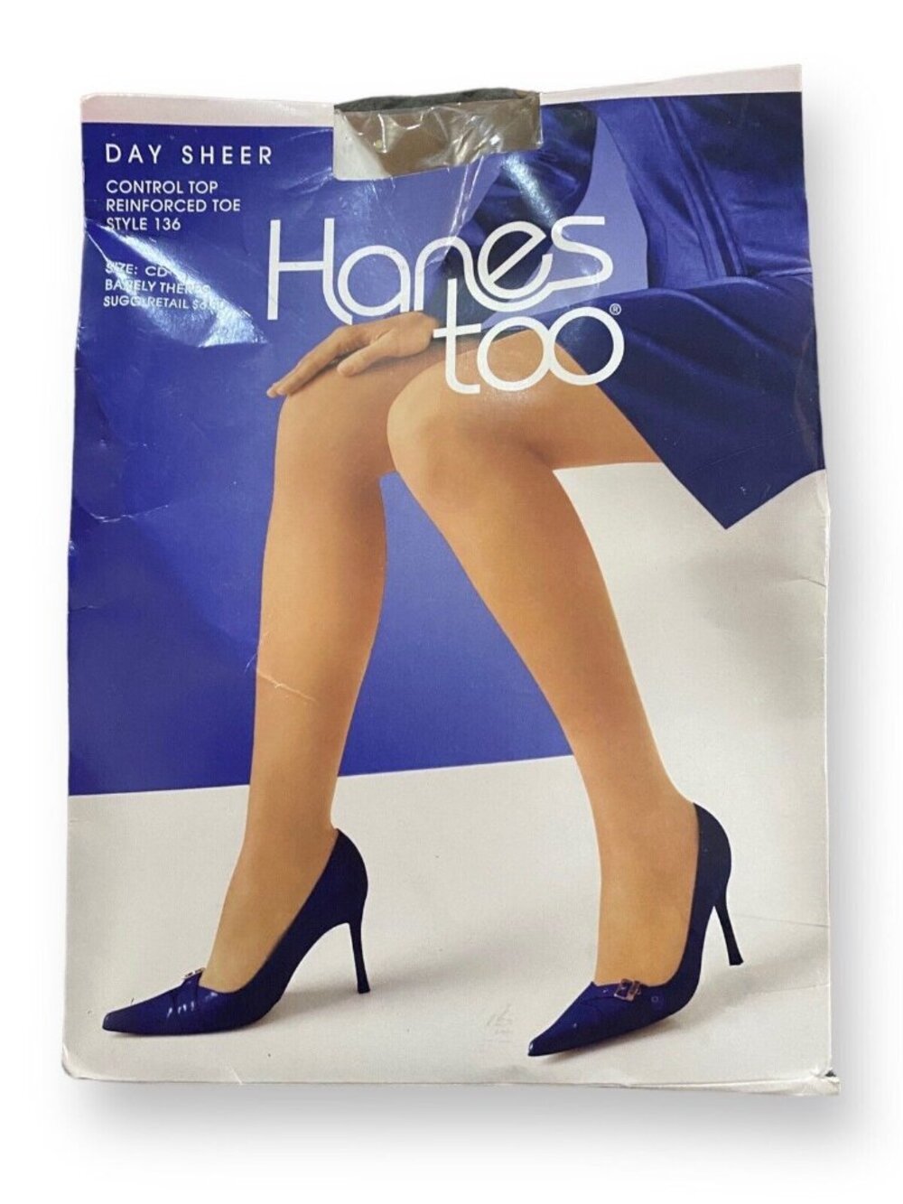 Vintage Hanes Too Pantyhose CD Barely There 136 Control Top Reinforced Toe